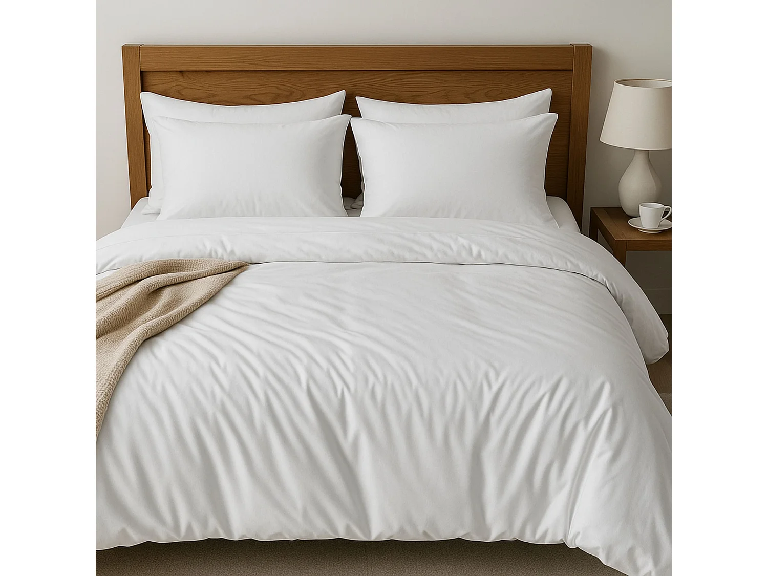 Parure de lit 240x220 100% coton blanc Terre de Nuit