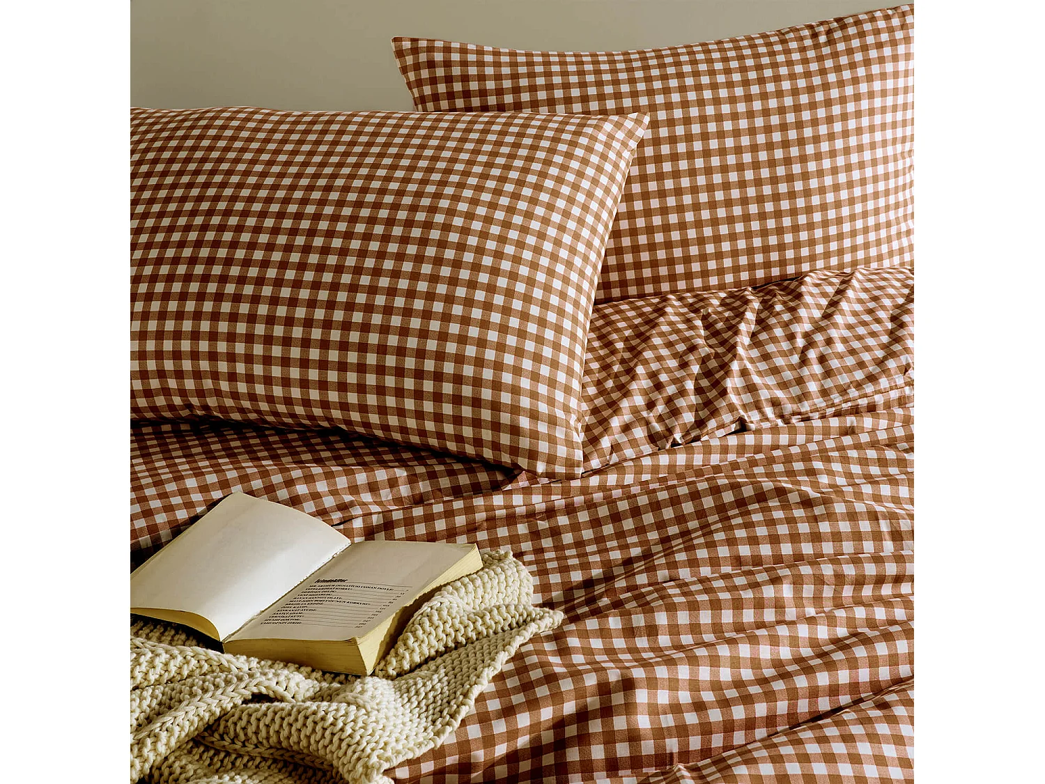 Parure de lit Vichy 140x200 Marron