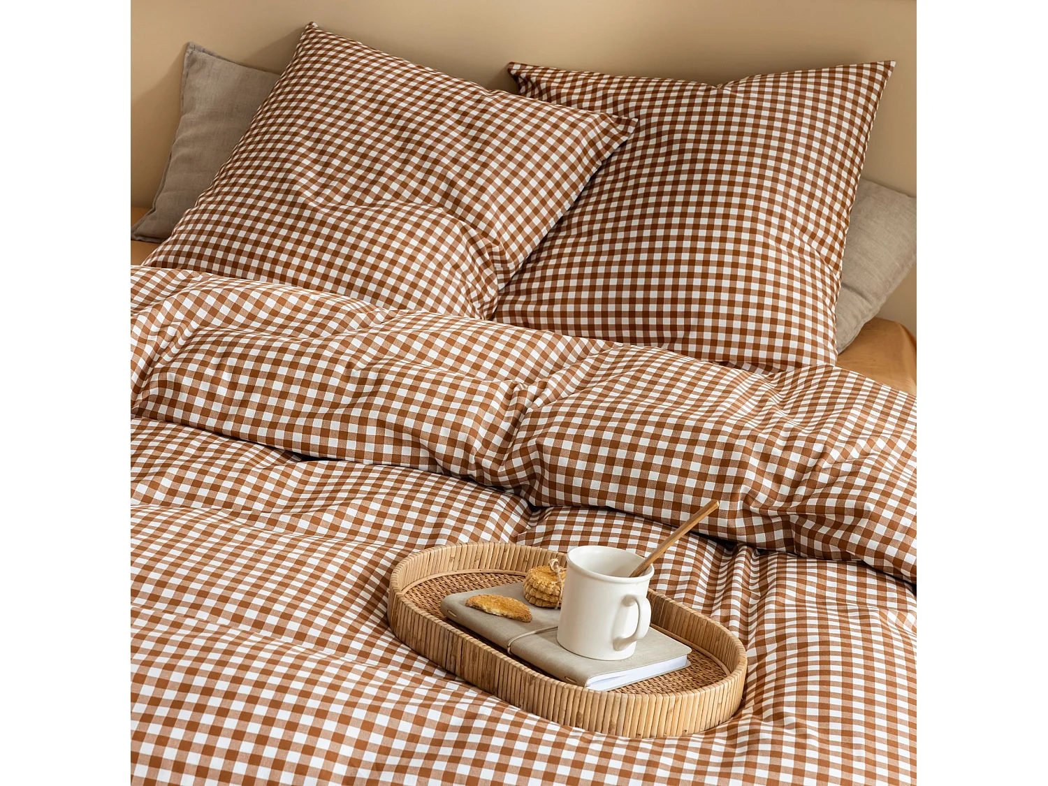 Parure de lit Vichy 140x200 Marron
