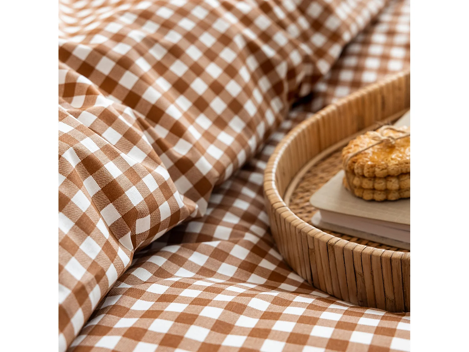 Parure de lit Vichy 140x200 Marron