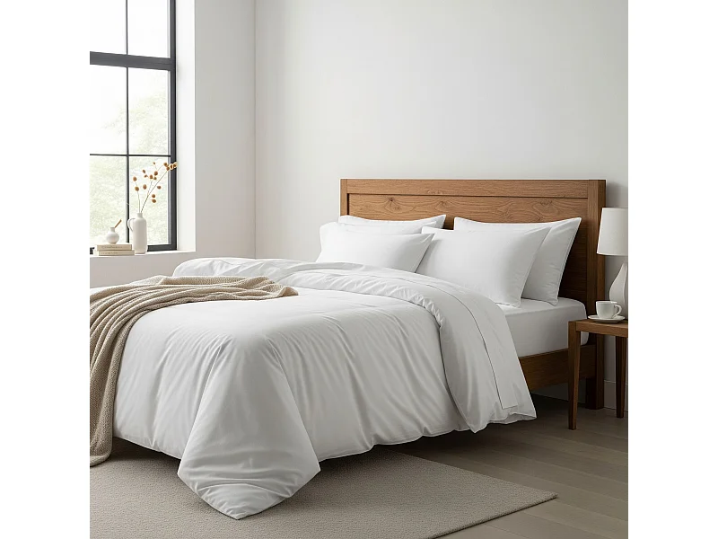 Parure de lit 100% coton 200x200 blanc Terre de Nuit