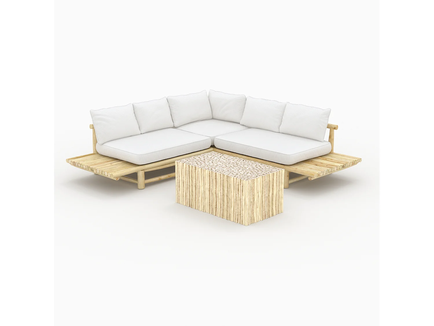 Salotto da giardino 4 persone legno di teak, divano, tavolino - Sunny