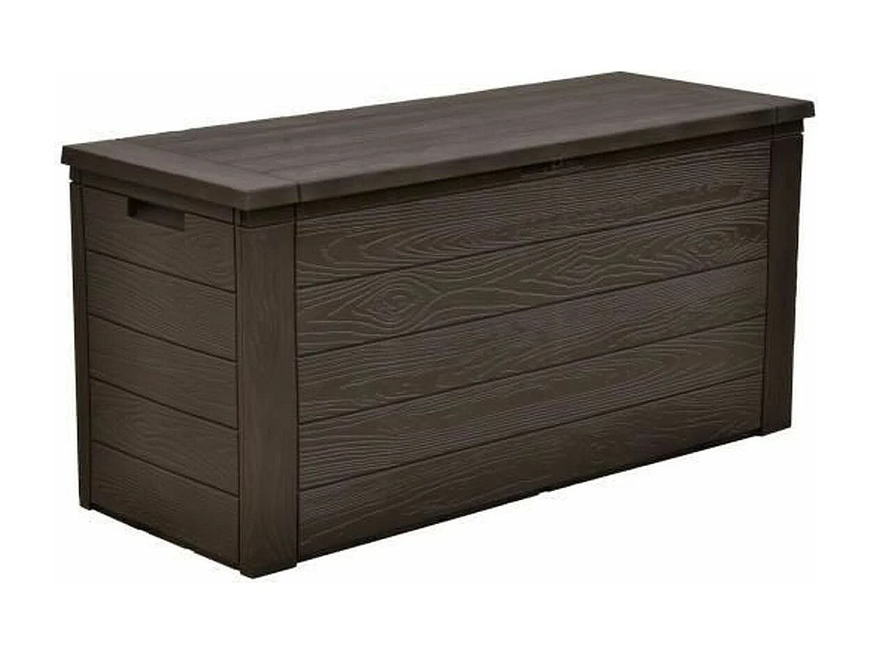 TOOD Malle / coffre de rangement en résine - 300 L - 120 x 46 x 58 cm - Marron aspect bois