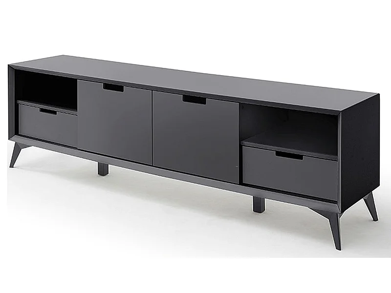 Meuble TV finition laquée gris mat - Longueur 180 x Hauteur 55 x Profondeur 40 cm