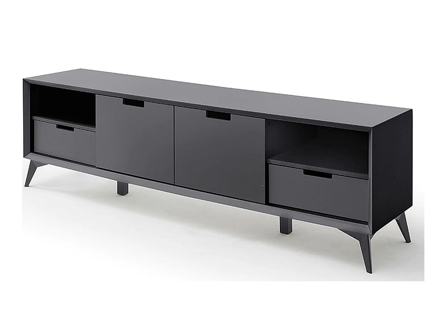 Meuble TV finition laquée gris mat - Longueur 180 x Hauteur 55 x Profondeur 40 cm