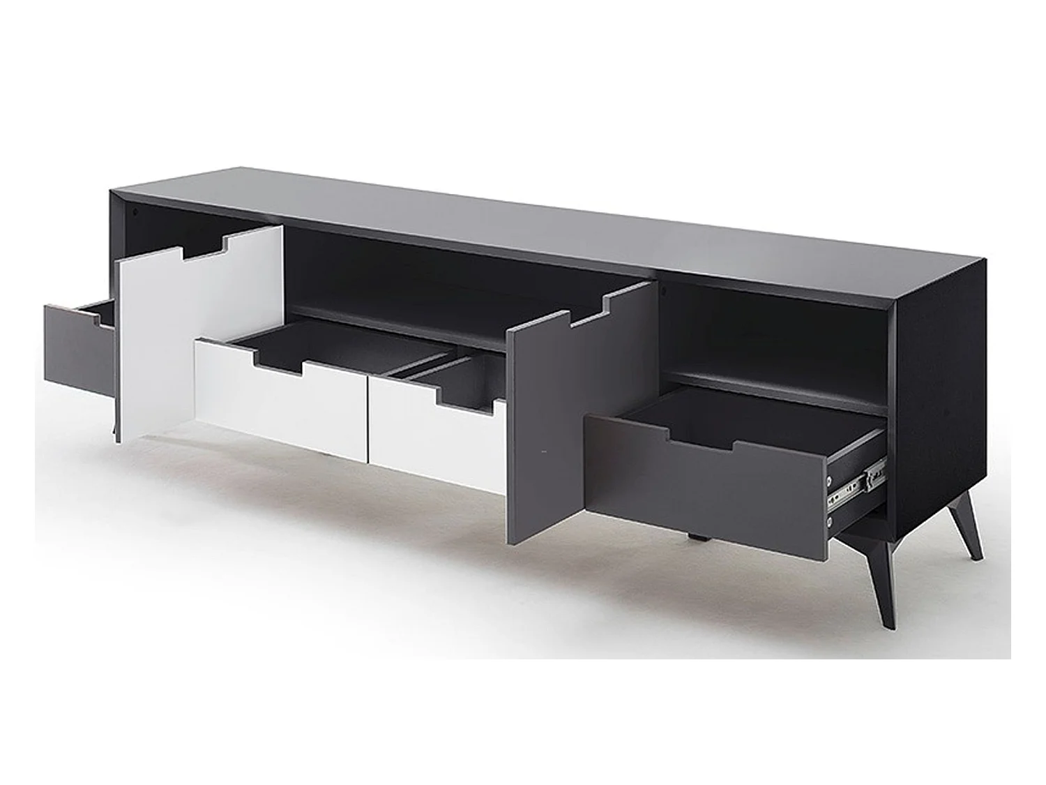 Meuble TV finition laquée gris mat - Longueur 180 x Hauteur 55 x Profondeur 40 cm