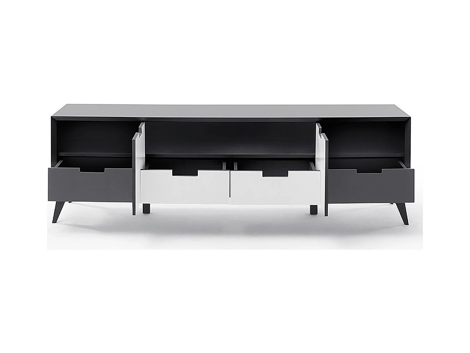 Meuble TV finition laquée gris mat - Longueur 180 x Hauteur 55 x Profondeur 40 cm