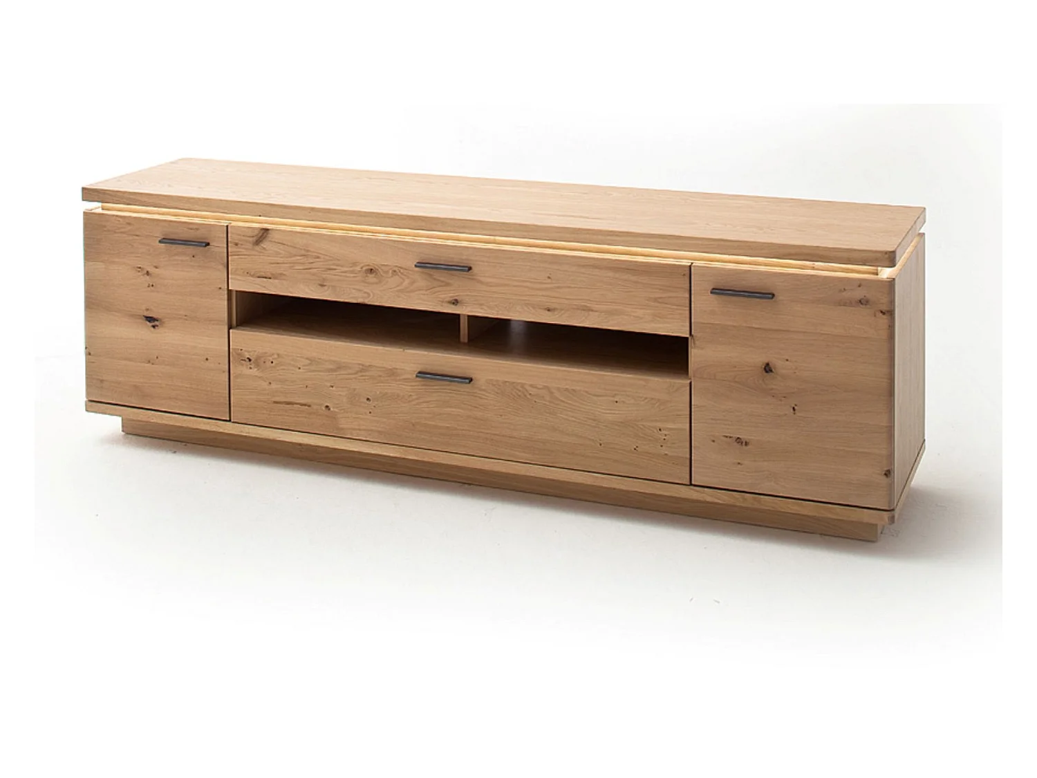 Meuble TV en bois coloris chêne bianco - Longueur 210 x Hauteur 68 x Profondeur 50 cm