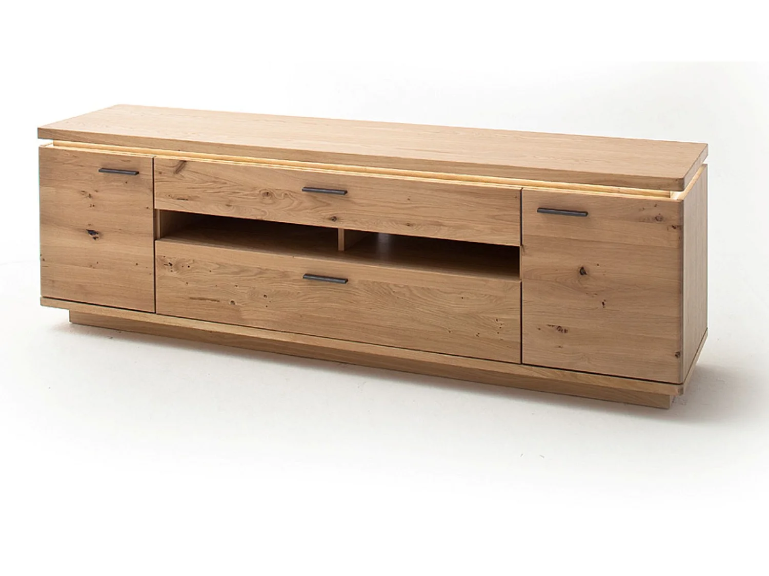 Meuble TV en bois coloris chêne bianco - Longueur 210 x Hauteur 68 x Profondeur 50 cm