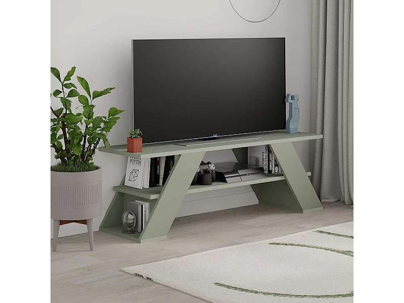 Suporte de TV Luna em Verde Acizentado – Móvel Moderno 120x40x33,5 cm