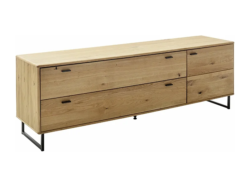 Meuble TV en bois de chêne sauvage huilé - Longueur 209 x Hauteur 68 x Profondeur 50 cm