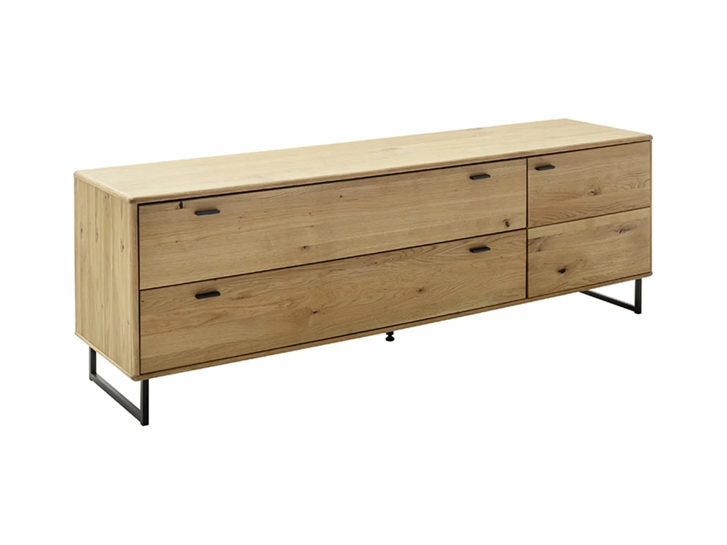 Meuble TV en bois de chêne sauvage huilé - Longueur 209 x Hauteur 68 x Profondeur 50 cm