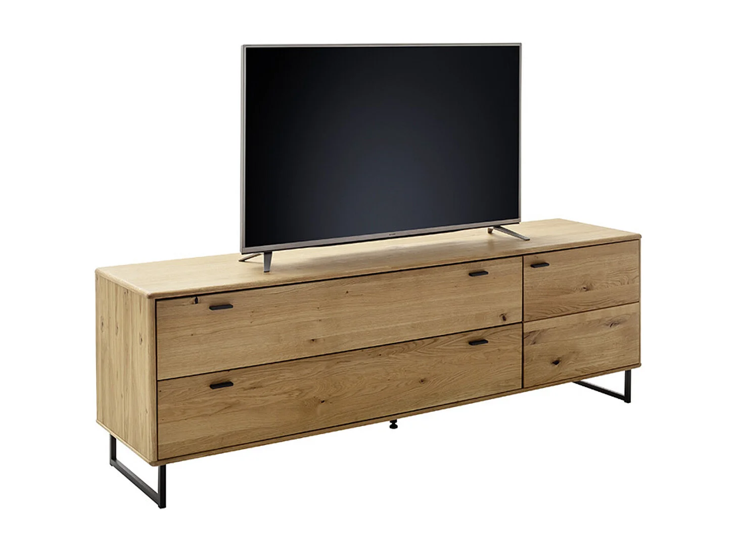 Meuble TV en bois de chêne sauvage huilé - Longueur 209 x Hauteur 68 x Profondeur 50 cm