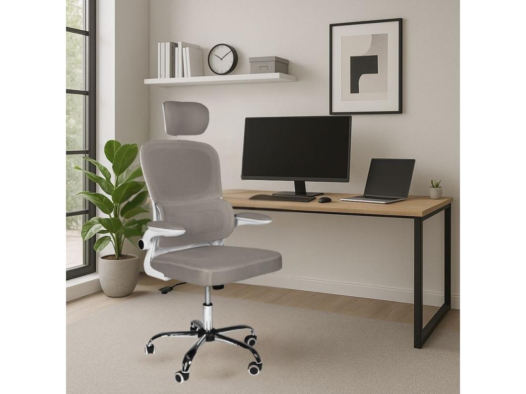 Poltrona ufficio ergonomica con ruote Vibes in rete tortora con base cromata