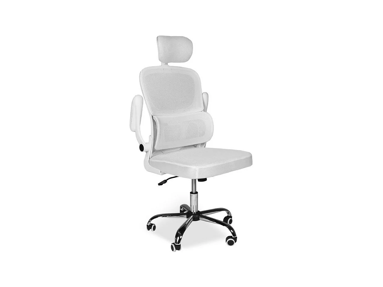 Poltrona ufficio ergonomica con ruote Vibes in rete bianca con base cromata