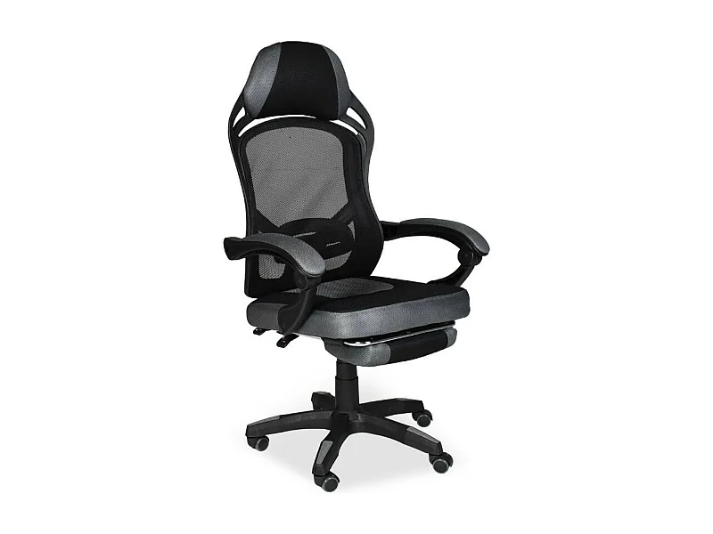 Sedia gaming Gandi con poggiapiedi estensibile e schienale in rete nero