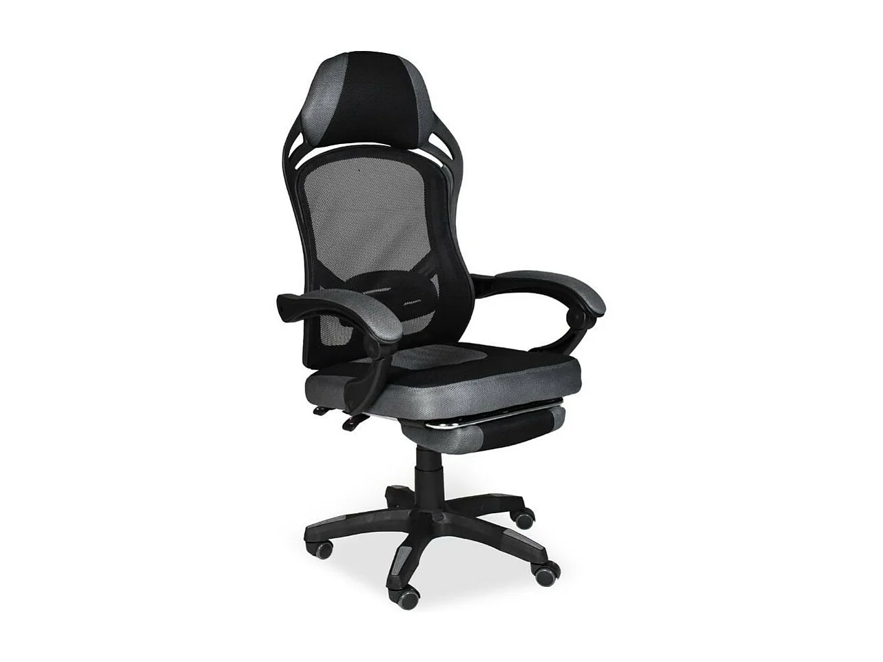 Sedia gaming Gandi con poggiapiedi estensibile e schienale in rete nero