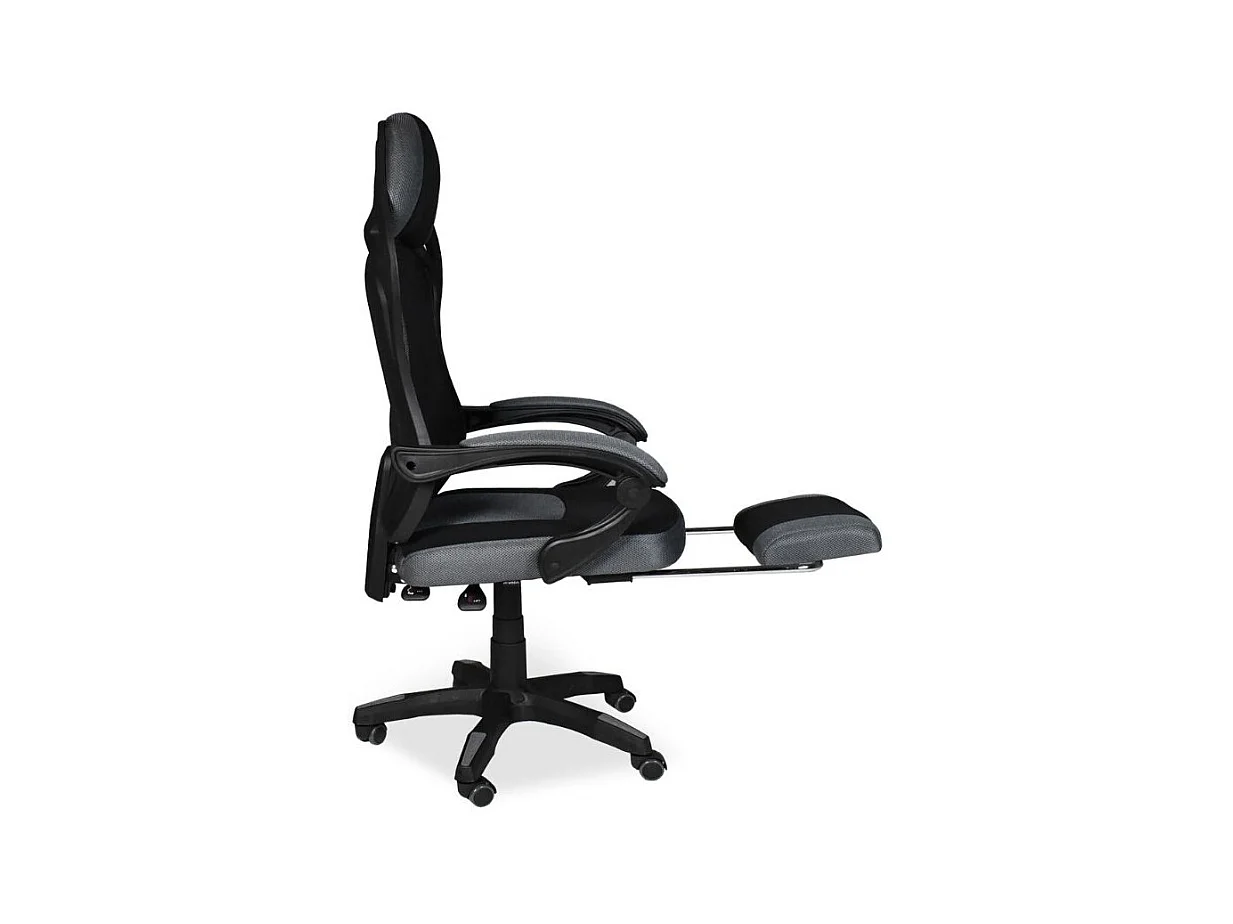 Sedia gaming Gandi con poggiapiedi estensibile e schienale in rete nero