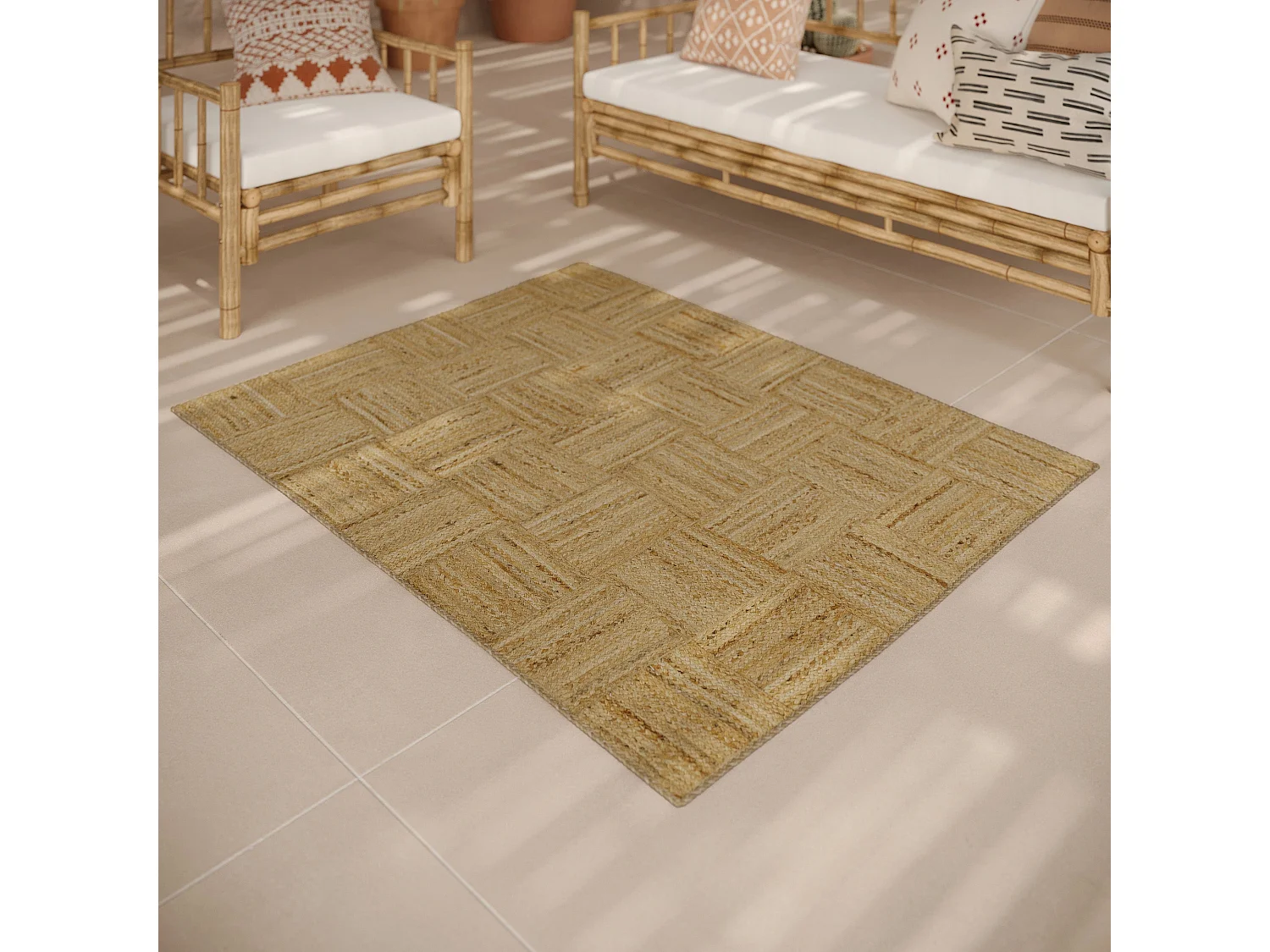 Tappeto rettangolare in juta 120 x 150 cm - Kara