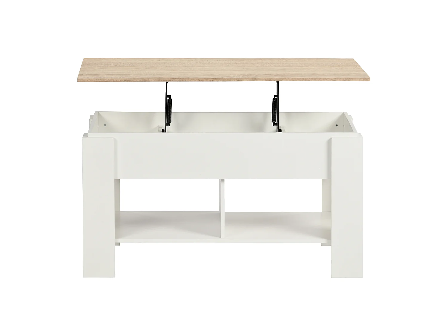 URBAN MEUBLE Table basse avec plateau relevable effet bois et blanc 96*50