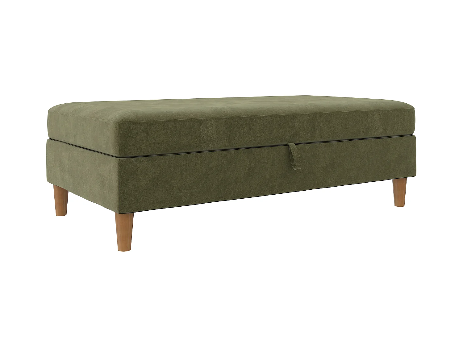 Lilly|Pouf avec rangement en velours vert olive