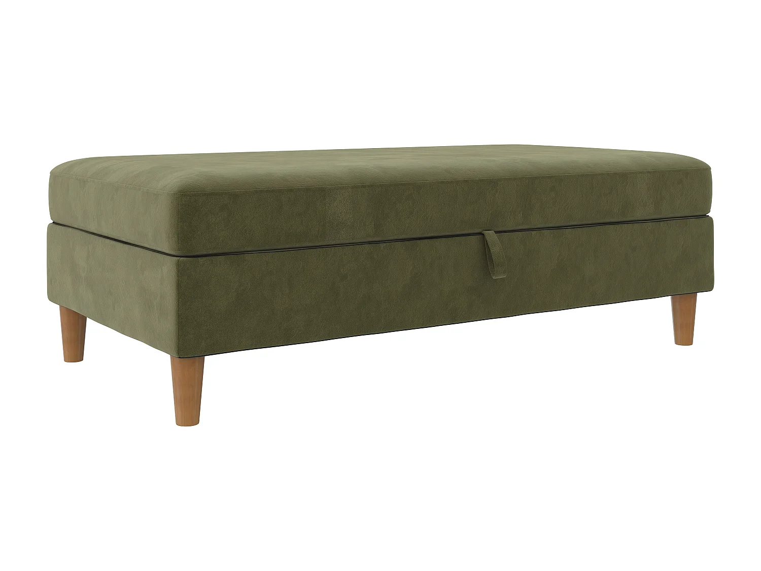 Lilly|Pouf avec rangement en velours vert olive