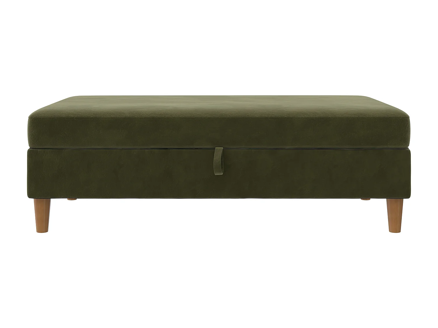Lilly|Pouf avec rangement en velours vert olive