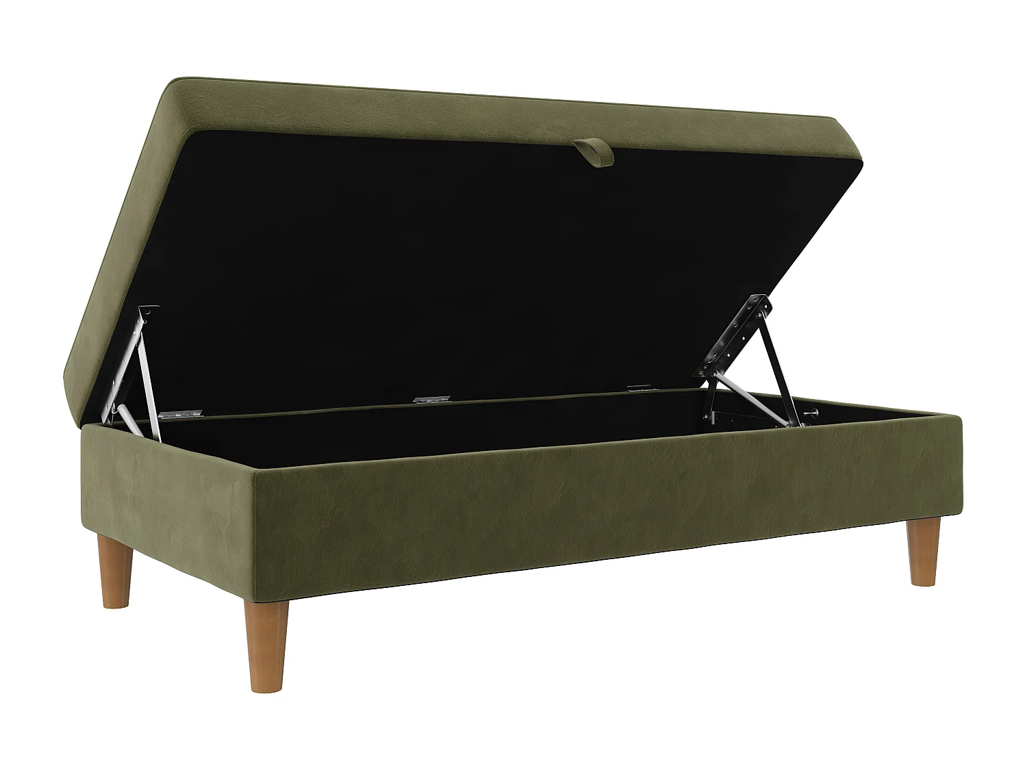 Lilly|Pouf avec rangement en velours vert olive