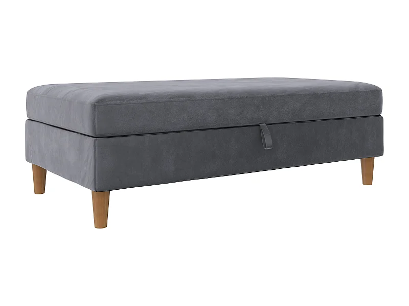 Lilly|Pouf avec rangement en velours anthracite