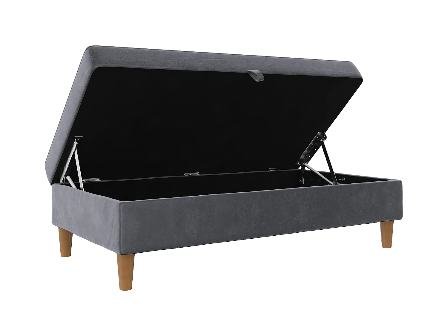 Lilly|Pouf avec rangement en velours anthracite