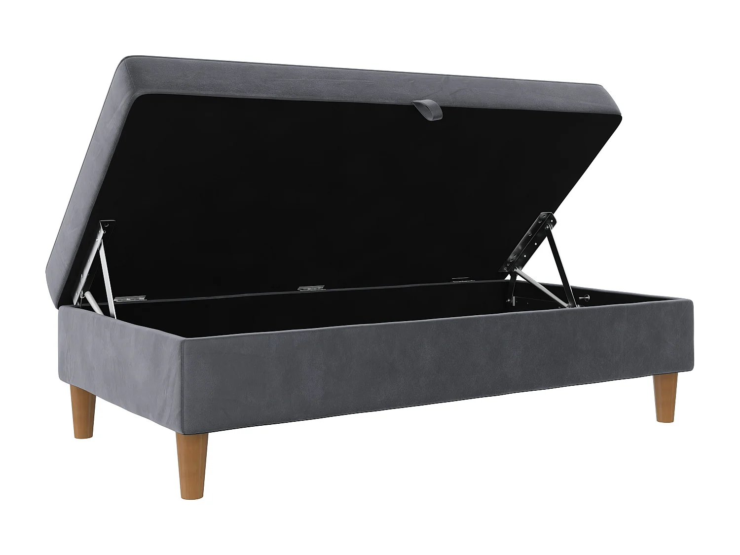 Lilly|Pouf avec rangement en velours anthracite