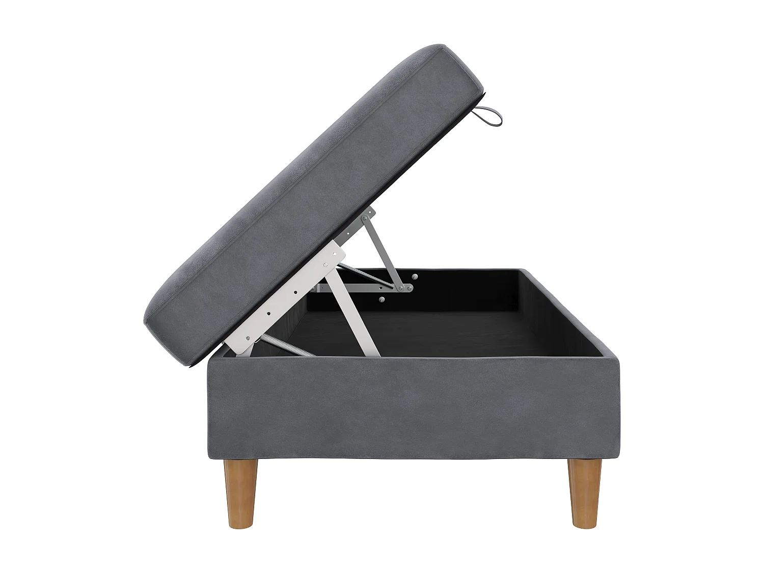 Lilly|Pouf avec rangement en velours anthracite