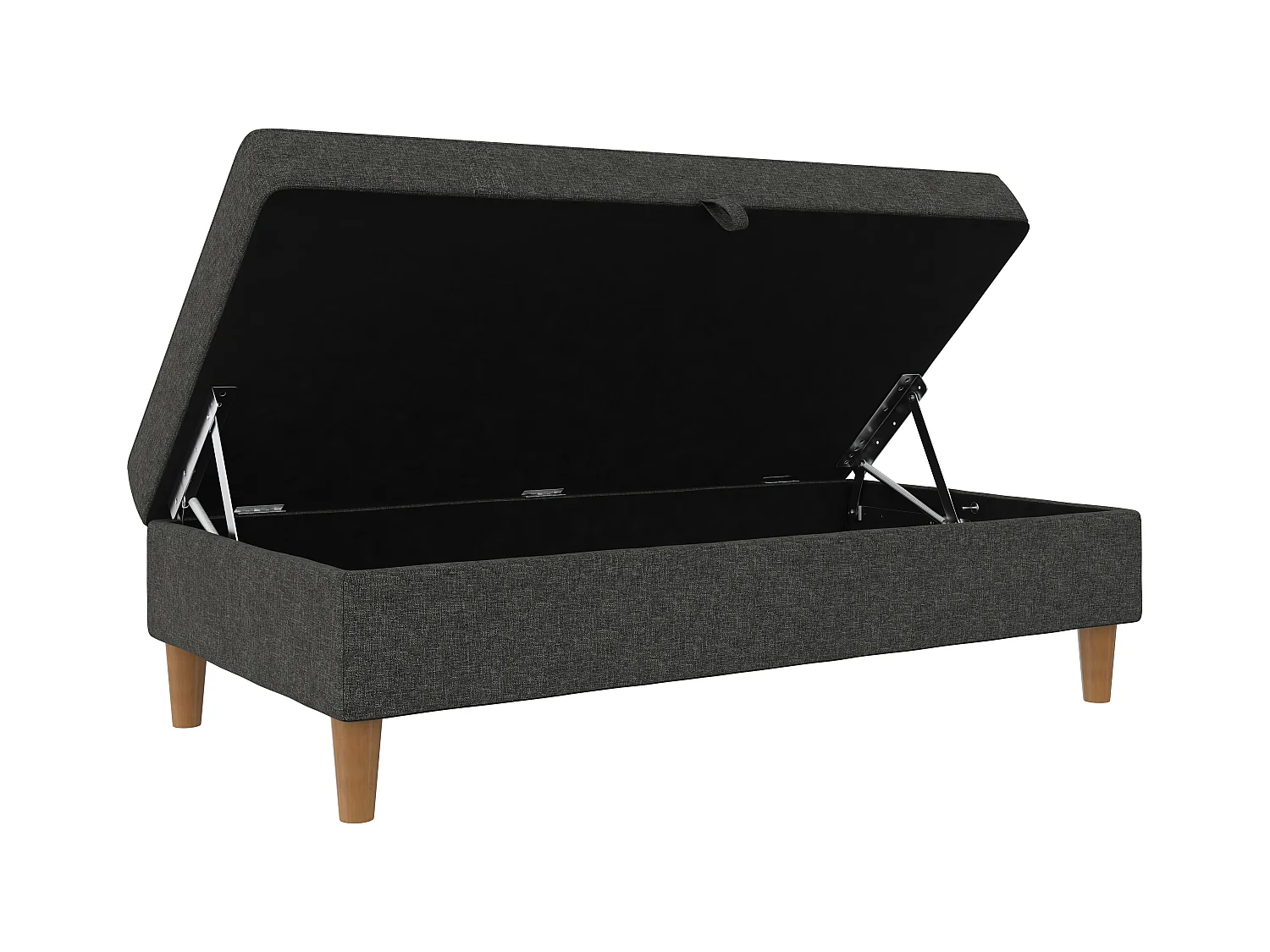 Lilly|Pouf avec rangement en tissu anthracite