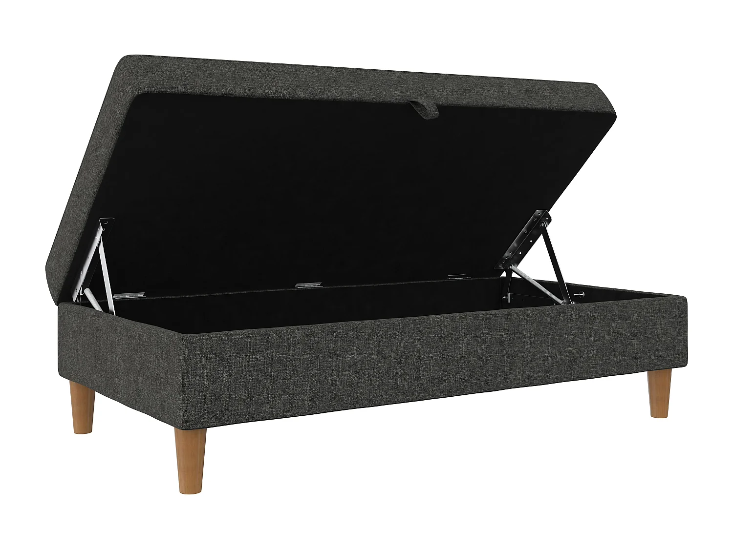 Lilly|Pouf avec rangement en tissu anthracite