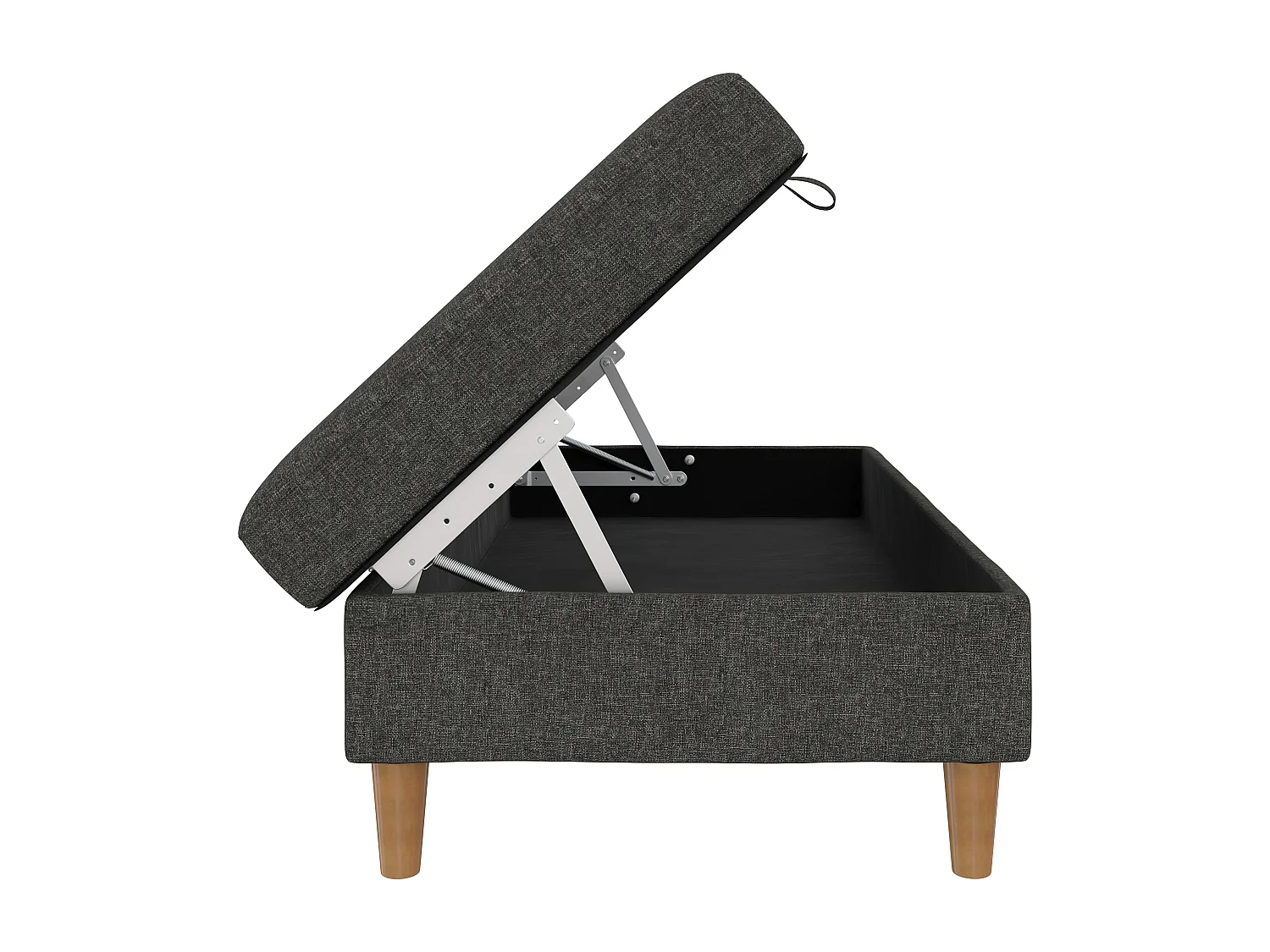 Lilly|Pouf avec rangement en tissu anthracite