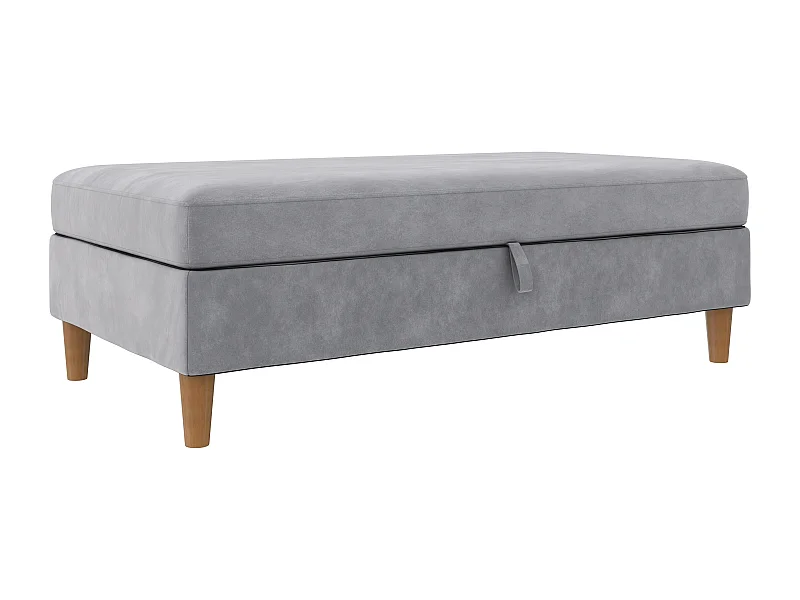 Lilly|Pouf avec rangement en velours gris clair