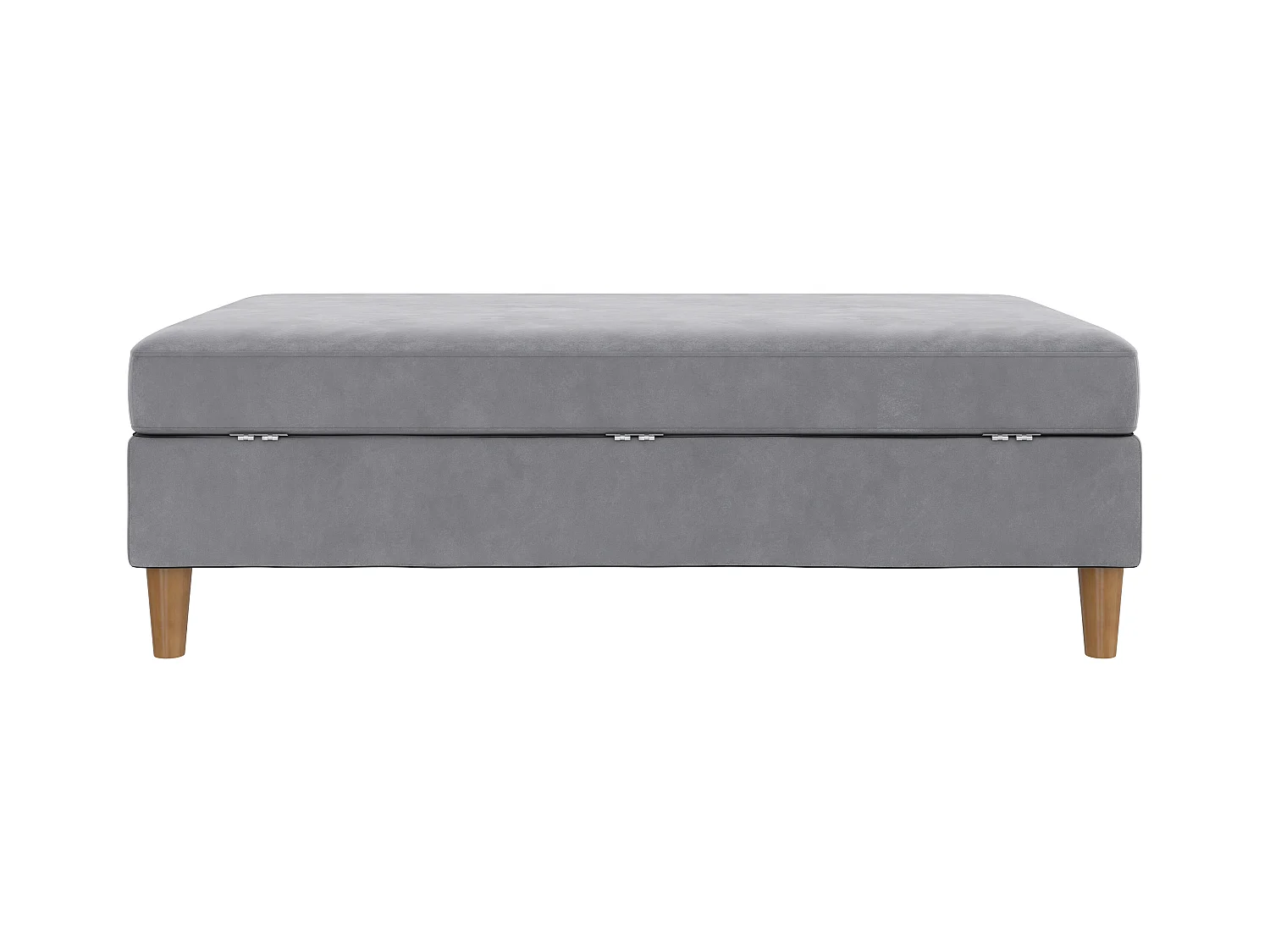 Lilly|Pouf avec rangement en velours gris clair