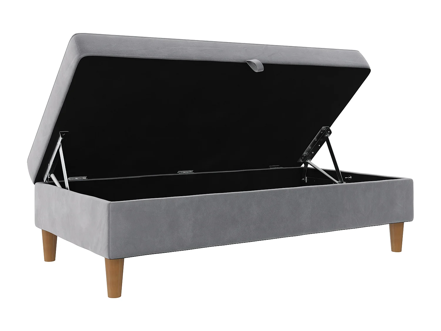 Lilly|Pouf avec rangement en velours gris clair