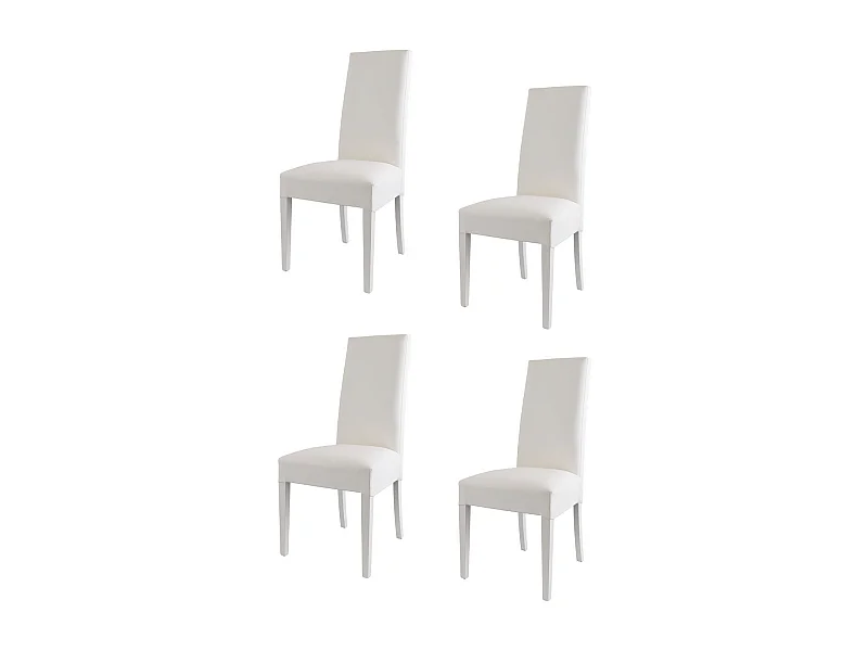 Tommychairs - Set 4 chaises LUISA structure en hêtre, assise et dossier revêtus en cuir artificiel blanc