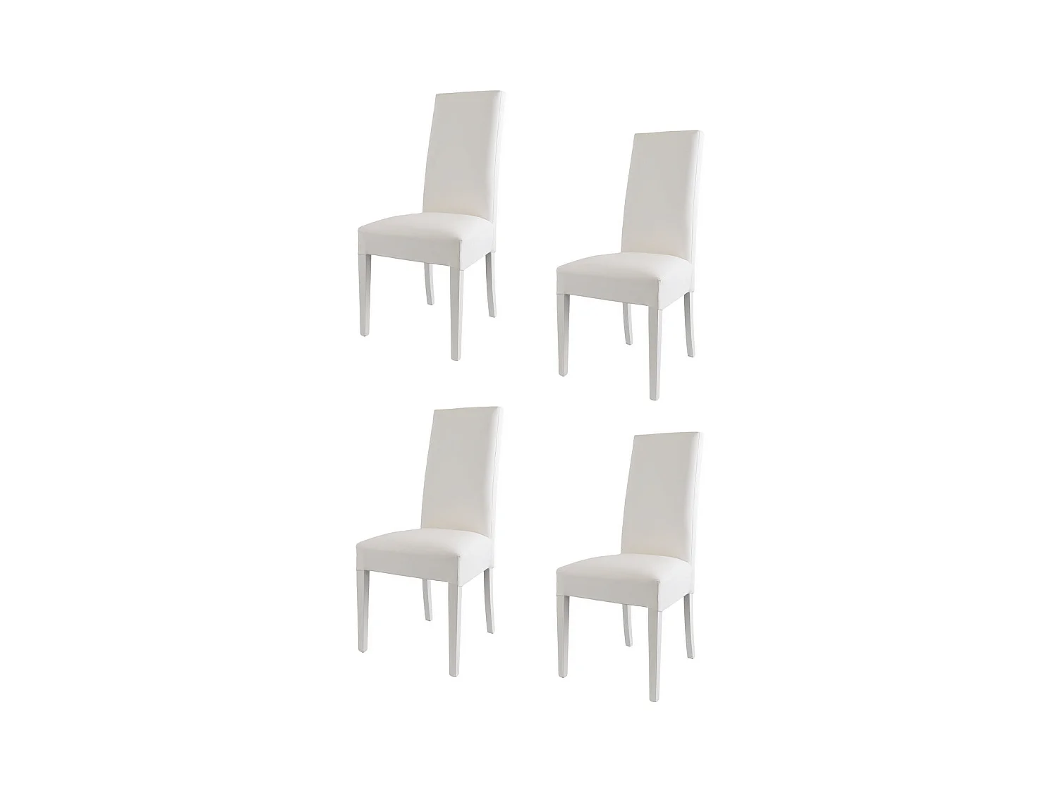 Tommychairs - Set 4 chaises LUISA structure en hêtre, assise et dossier revêtus en cuir artificiel blanc