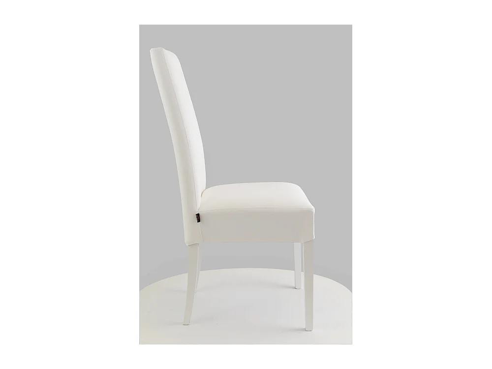 Tommychairs - Set 4 chaises LUISA structure en hêtre, assise et dossier revêtus en cuir artificiel blanc