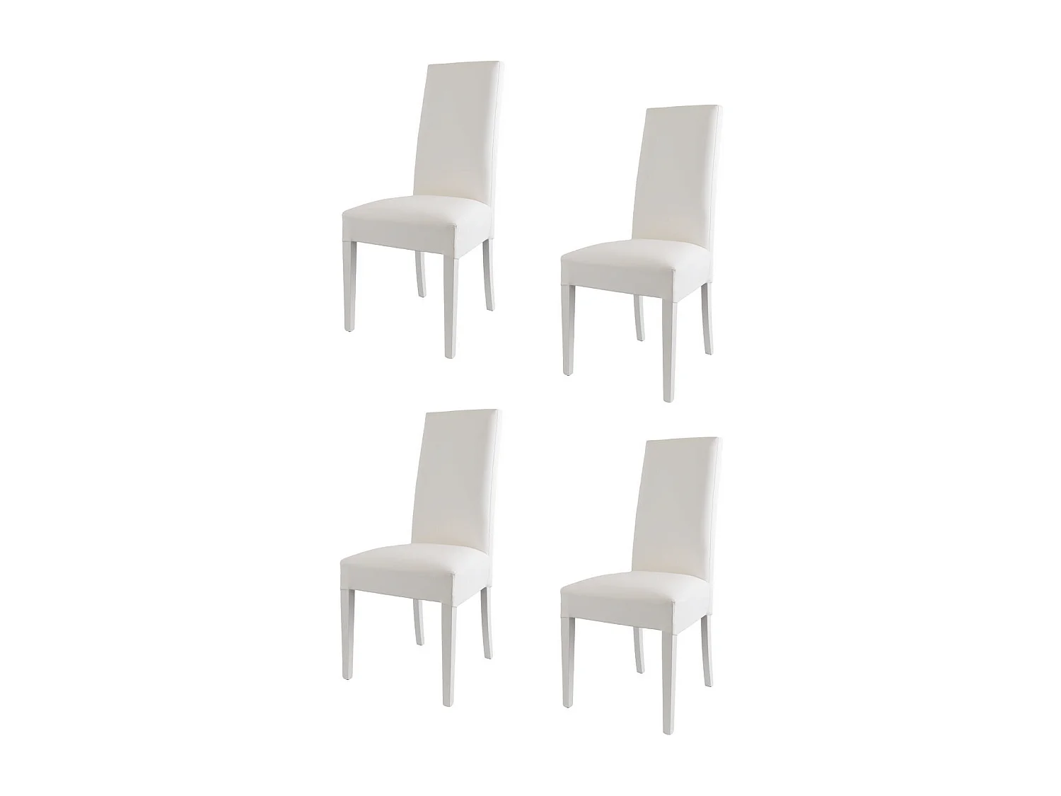 Tommychairs - Set 4 chaises LUISA structure en hêtre, assise et dossier revêtus en cuir artificiel blanc