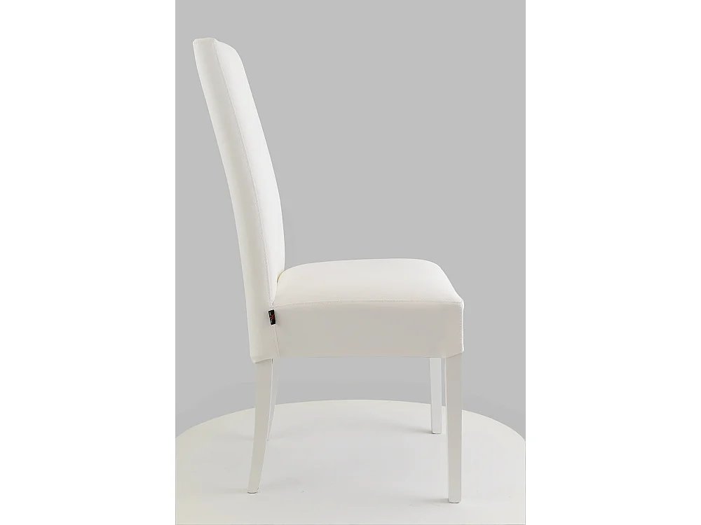 Tommychairs - Set 4 chaises LUISA structure en hêtre, assise et dossier revêtus en cuir artificiel blanc