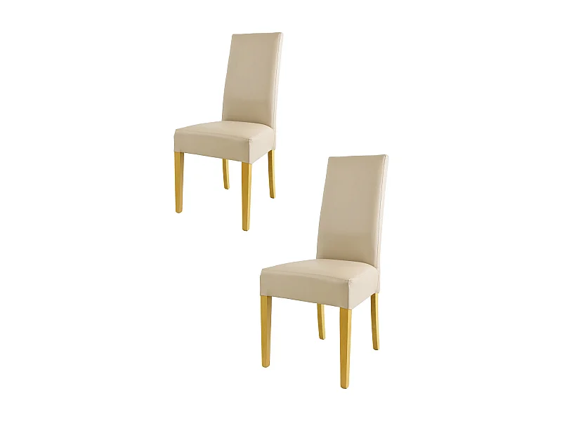 Tommychairs - Set 2 chaises LUISA structure en hêtre couleur chêne, assise et dossier revêtus en cuir artificiel lin