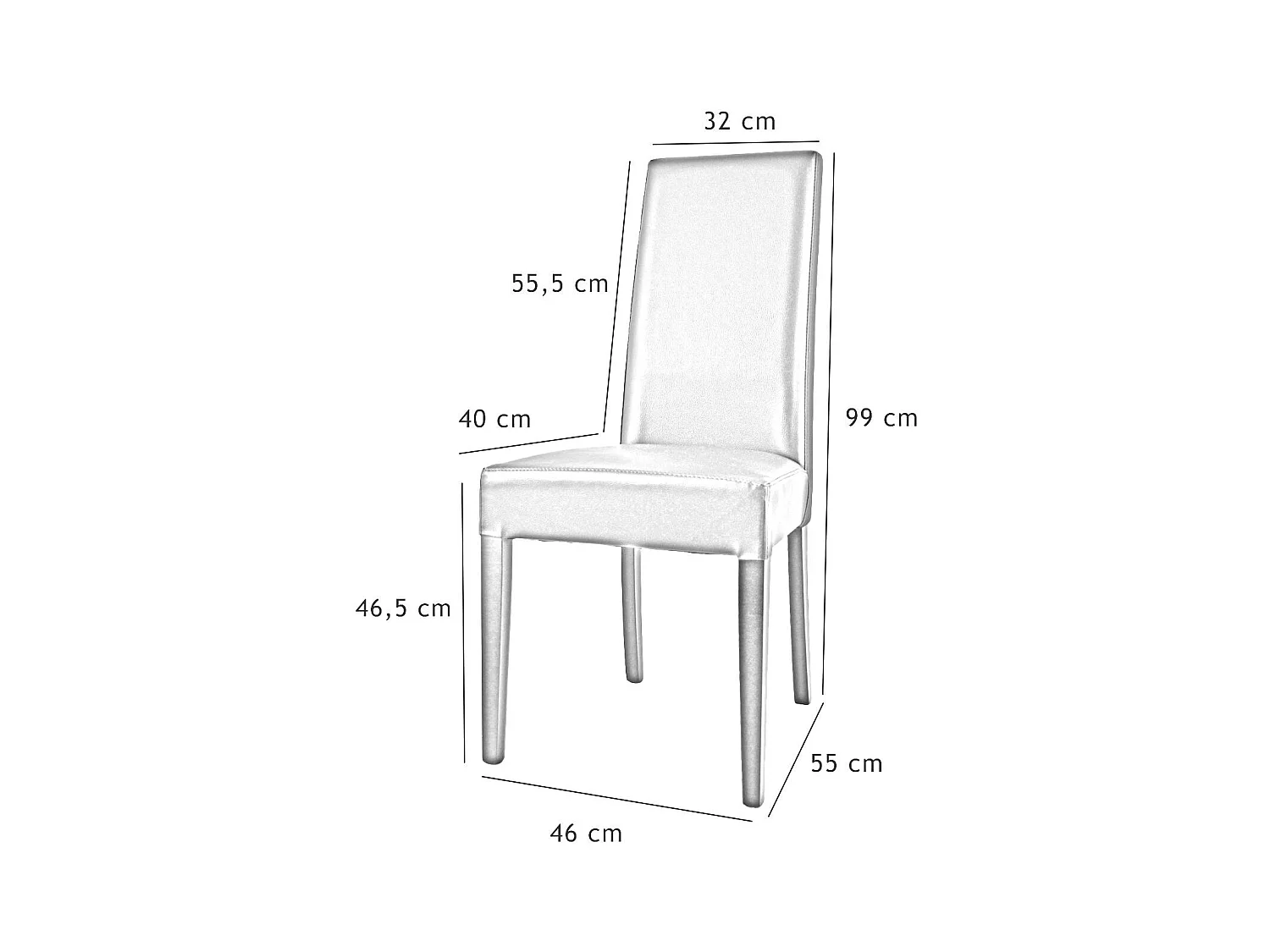 Tommychairs - Set 2 chaises LUISA structure en hêtre couleur chêne, assise et dossier revêtus en cuir artificiel lin
