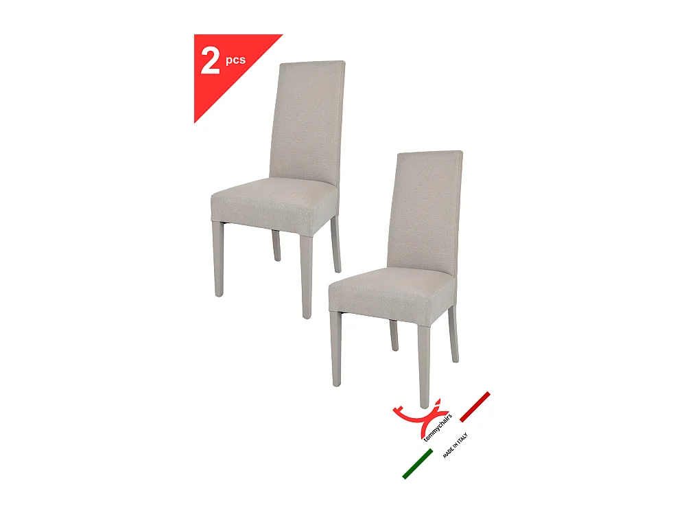 Tommychairs - Set 2 chaises CHIARA structure en hêtre, assise et dossier revêtus en tissu chamois