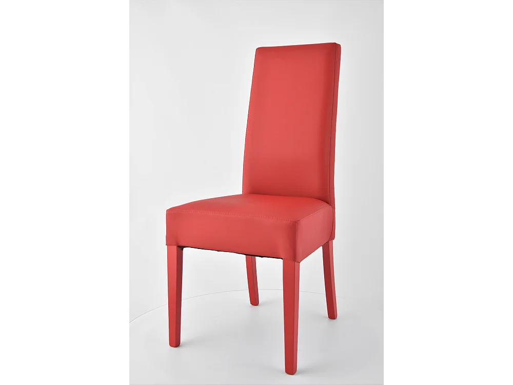 Tommychairs - Set 4 chaises LUISA structure en hêtre, assise et dossier revêtus en cuir artificiel rouge