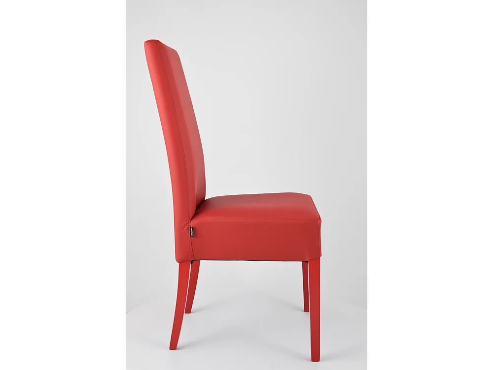 Tommychairs - Set 4 chaises LUISA structure en hêtre, assise et dossier revêtus en cuir artificiel rouge