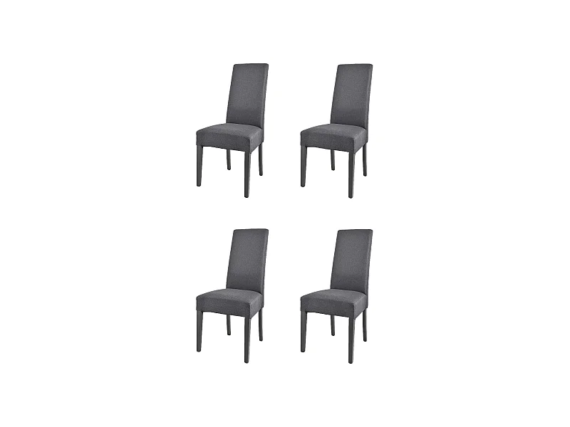 Tommychairs - Set 4 chaises CHIARA structure en hêtre, assise et dossier revêtus en tissu gris foncé