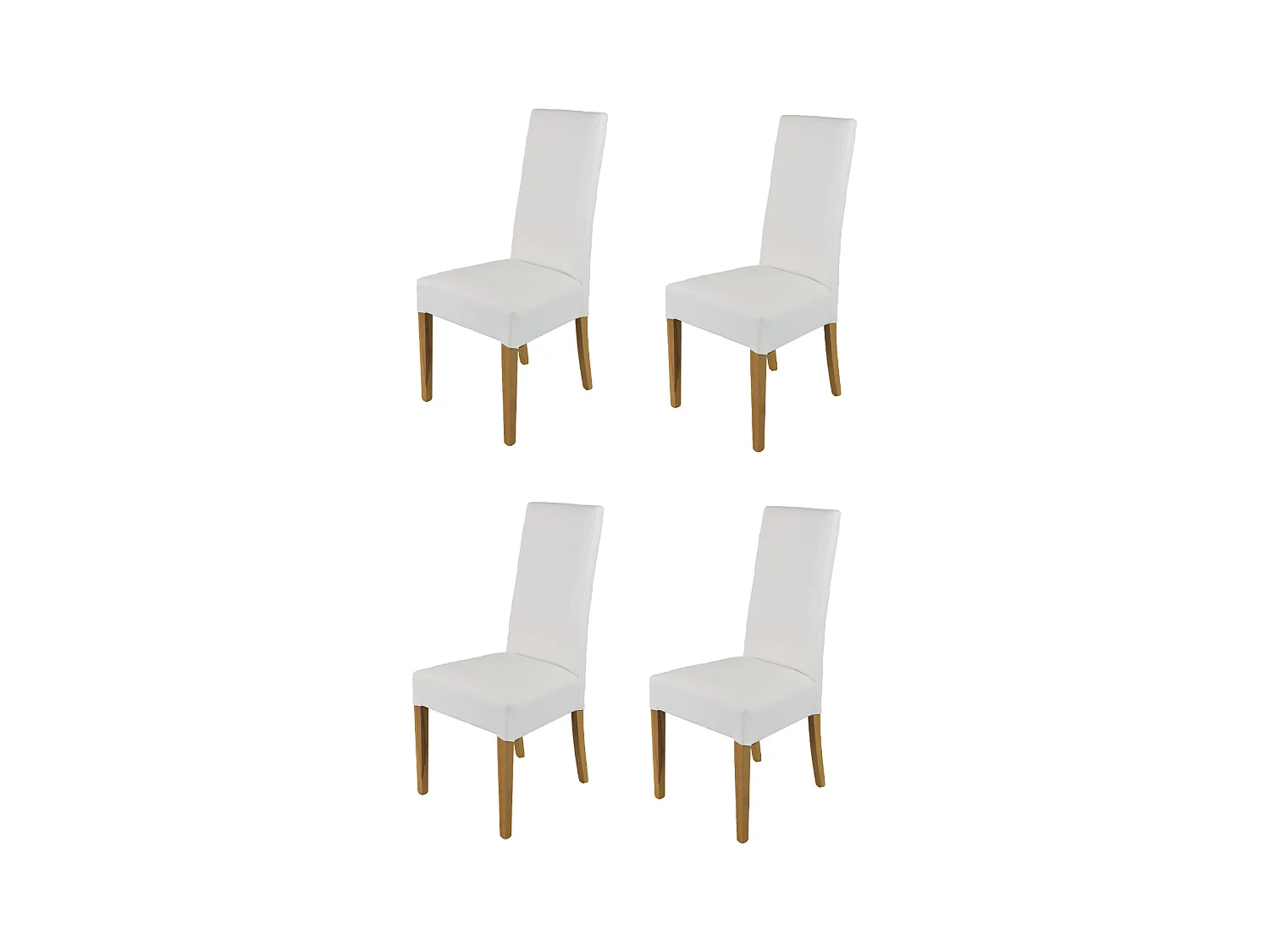 Tommychairs - Set 4 chaises LUISA structure en hêtre couleur chêne, assise et dossier revêtus en cuir artificiel blanc